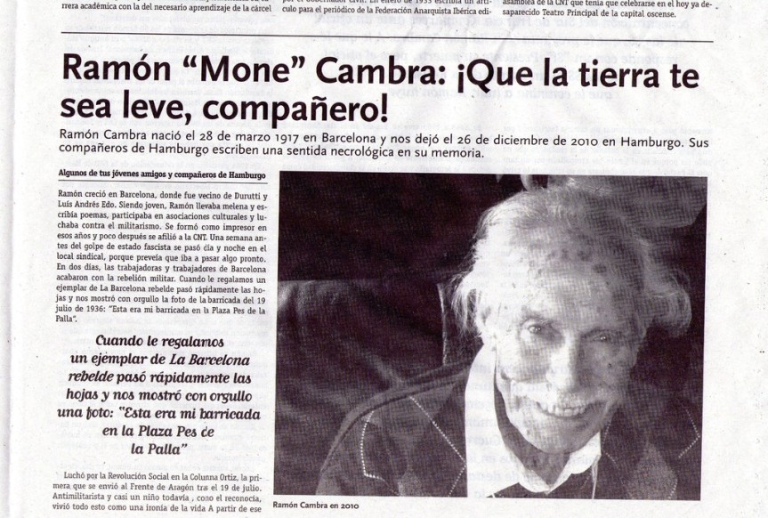 Ramón Cambra: Anarquista Catalán
